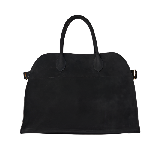 medium margaux handbag-black suede purse frontview