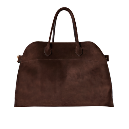 medium margaux handbag-brown suede purse frontview